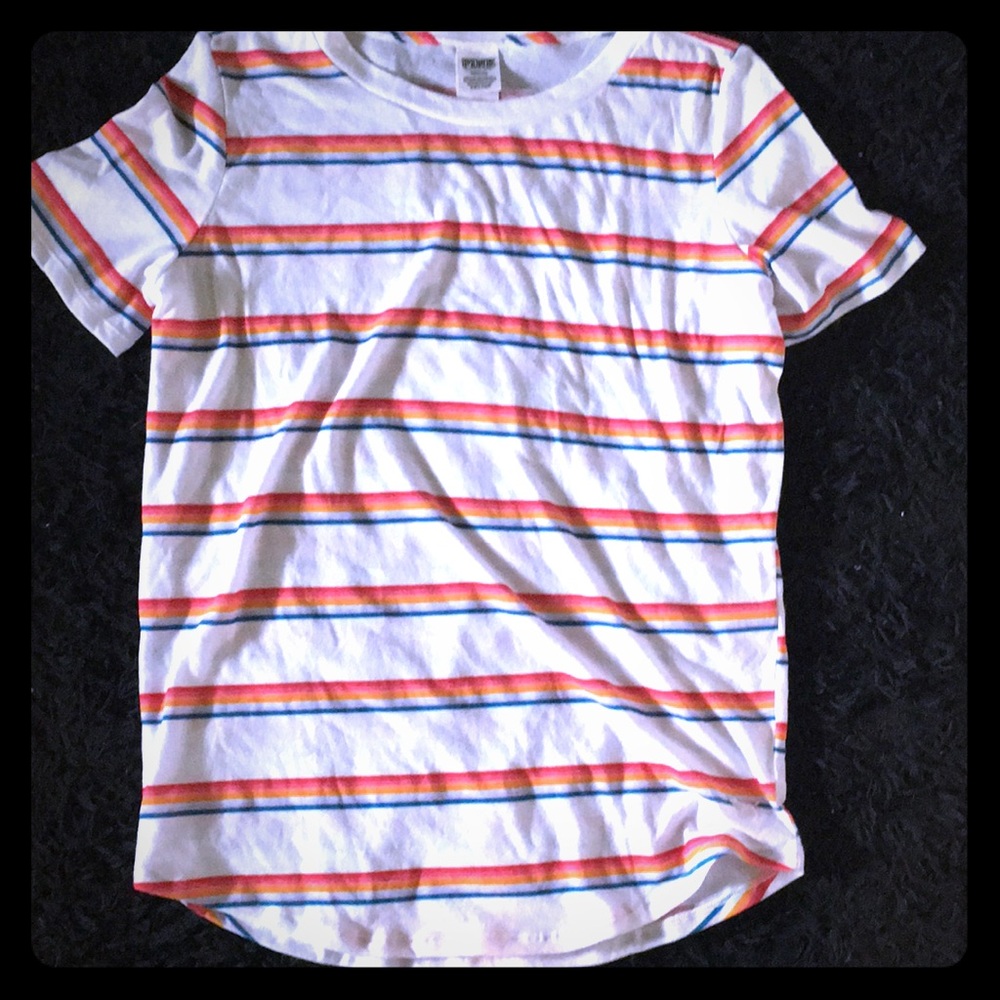 Pink brand Rainbow striped t shift